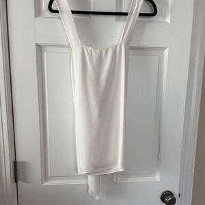 Club Monaco Ivory Draped Square Neck Tank